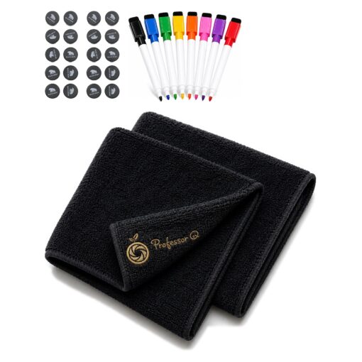 BlackBear & Professor Q Whiteboard Accessoireset - 8 Kleurenmarkers - 20 Zwarte Magneten - 2 Magnetische Doeken