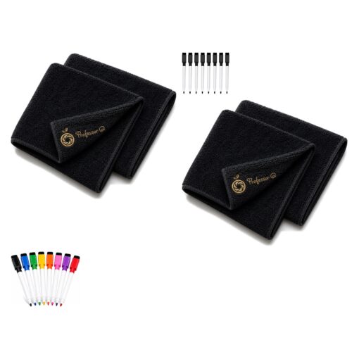BlackBear & Professor Q Whiteboard Accessoireset - 8 Zwarte Markers - 8 Kleurenmarkers - 4 Magnetische Doeken