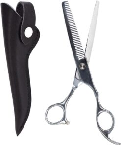 Professor Q Effileerschaar voor haar – met hoes – 18 cm – zilver