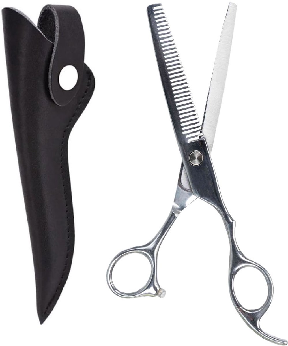 Professor Q Effileerschaar voor haar – met hoes – 18 cm – zilver