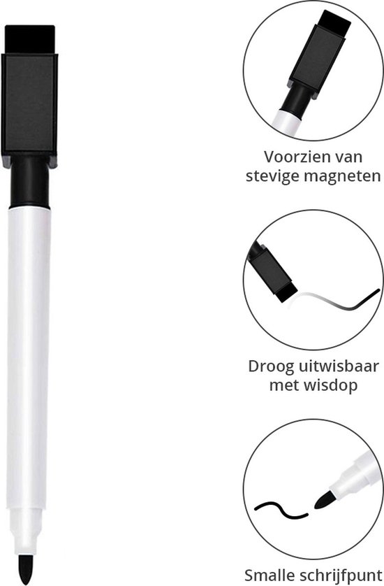 Magneet, wisdop en schrijfpunt van de BlackBear whiteboardmarker