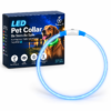 Professor Q blauwe LED-halsband ingeschakeld naast de LED Pet Collar-verpakking