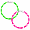 Professor Q duoset met een groene en roze LED-halsband, maat M 50 cm, met witte sluitingen en Professor Q-logo