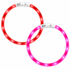 Professor Q duoset met een rode en roze LED-halsband, maat M 50 cm, met witte sluitingen en Professor Q-logo